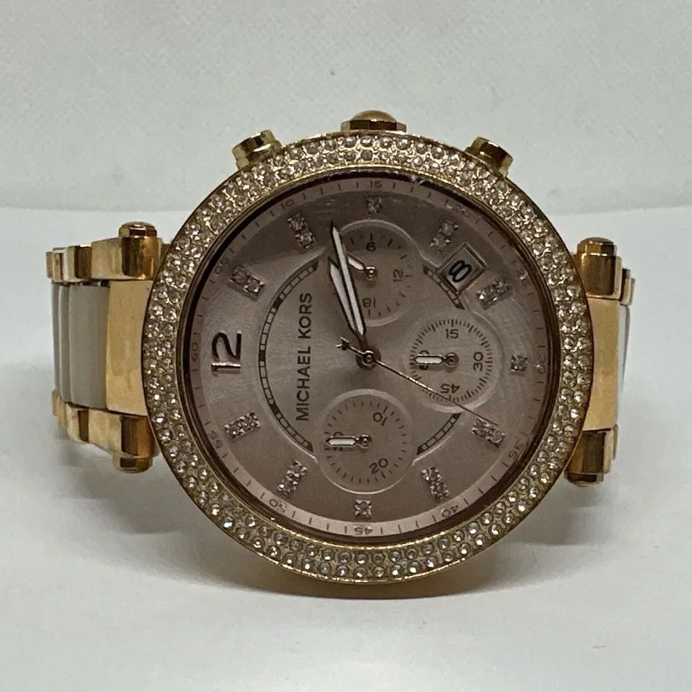 Michael Kors Parker MK5896 Women Rose Gold Analog Dial Quartz Wrist Watch NUL43